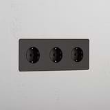 Triple 3x Schuko Module - Bronze Black