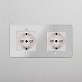 Double 2x Schuko/Bipasso Module - Clear White