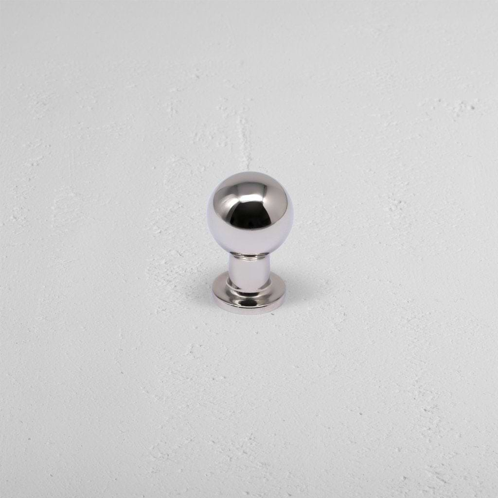 Polished Nickel Bayswater Furniture Knob on White Background