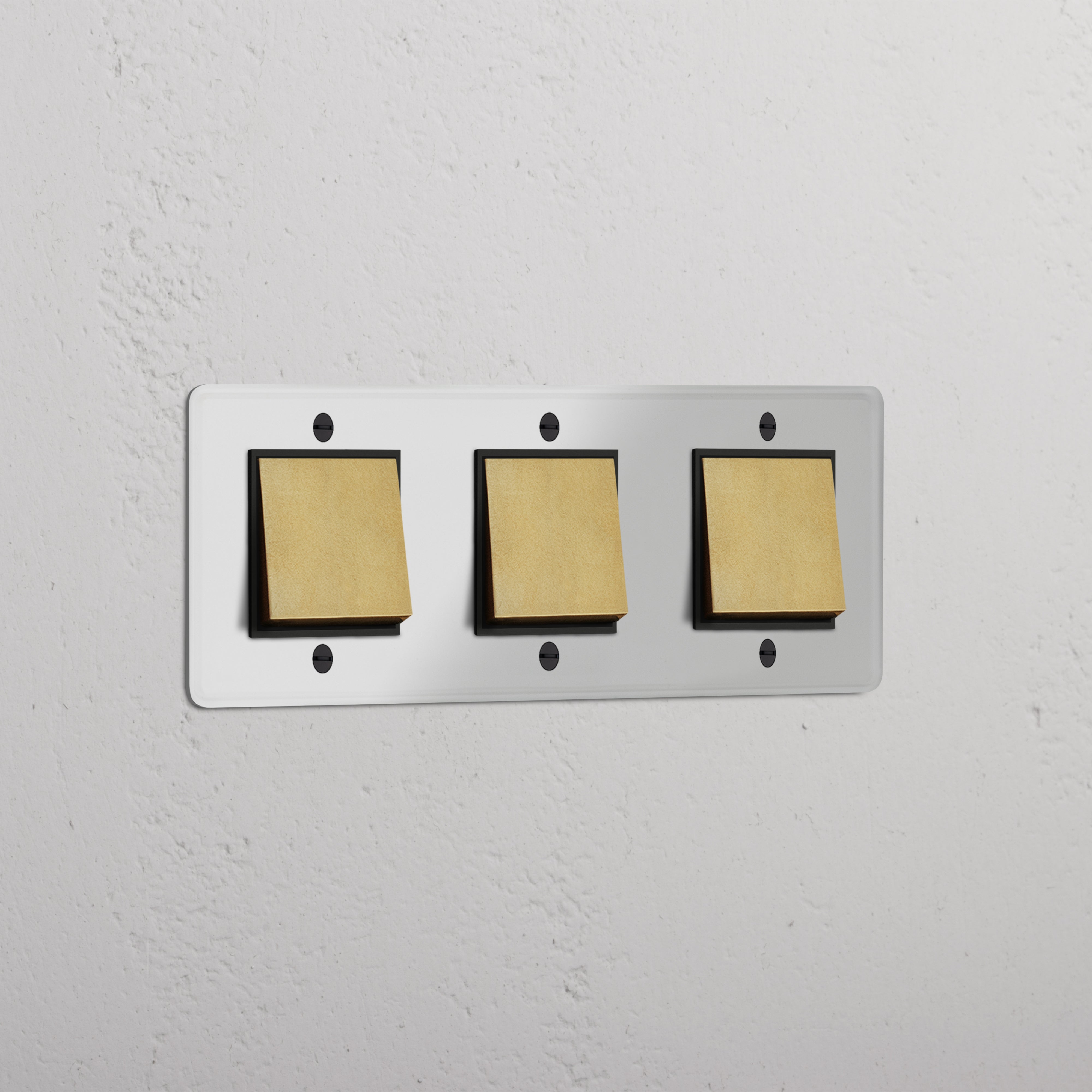 Triple Rocker Switch in Clear Antique Brass Black with 3 Positions - Modern Lighting Solution