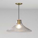 Hammersmith Large Pendant Light Fluted Glass - Antique Brass