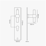 Harper T-Bar Long Plate Sprung Door Handle & Euro Lock – Polished Nickel 