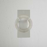 Poplar Short Plate Sprung Door Knob Polished Nickel Finish on White Background Front Facing