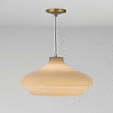 Brookfield Large Pendant Light Opal Glass - Antique Brass