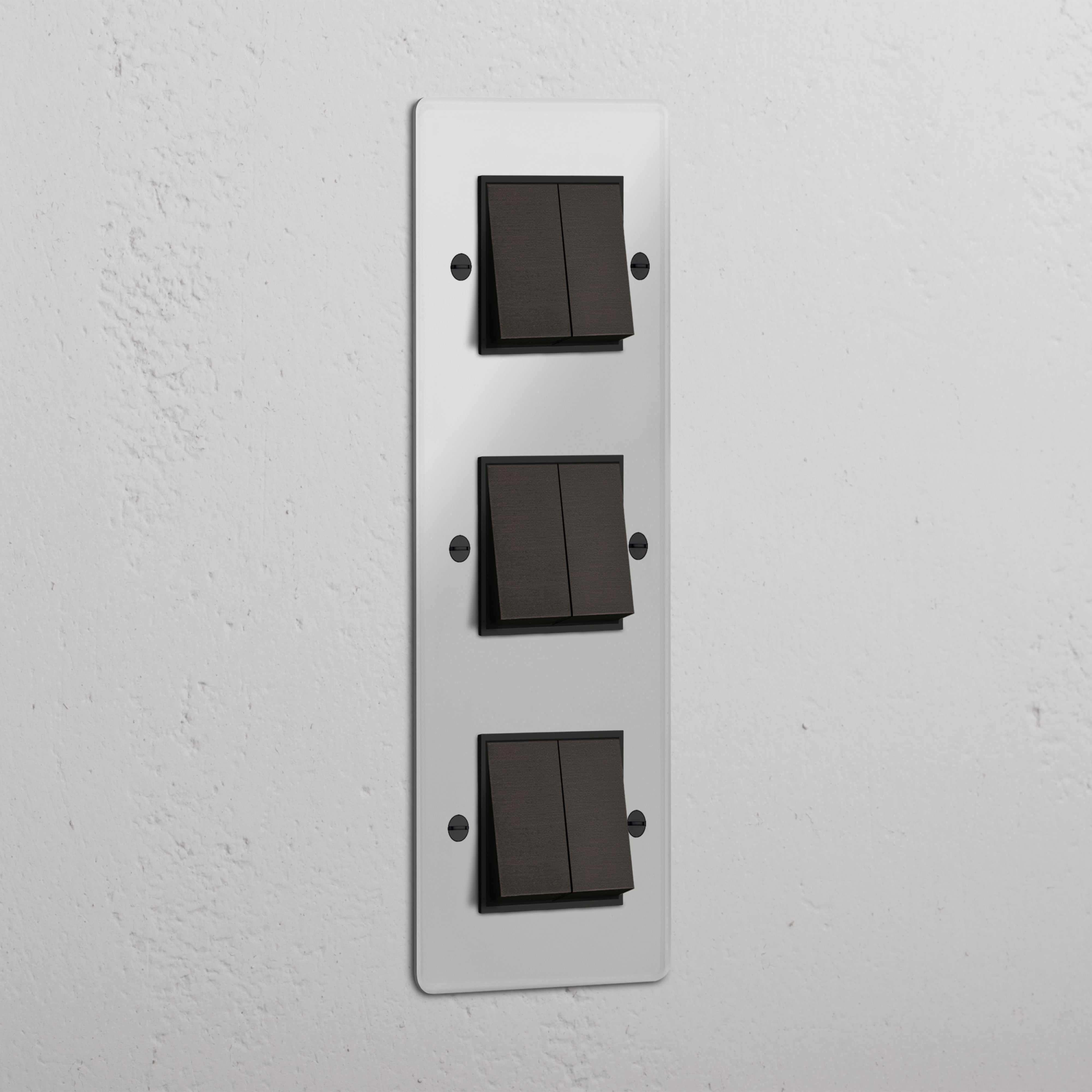 Vertical Six-Position Triple Rocker Switch in Clear Bronze Black - Advanced Lighting Control Solution