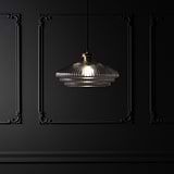 Brookfield Large Pendant Light Fluted Glass - Antique Brass