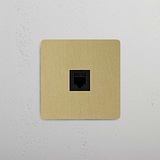 Single RJ45 Module, Elegant Design, Antique Brass Black on White Background