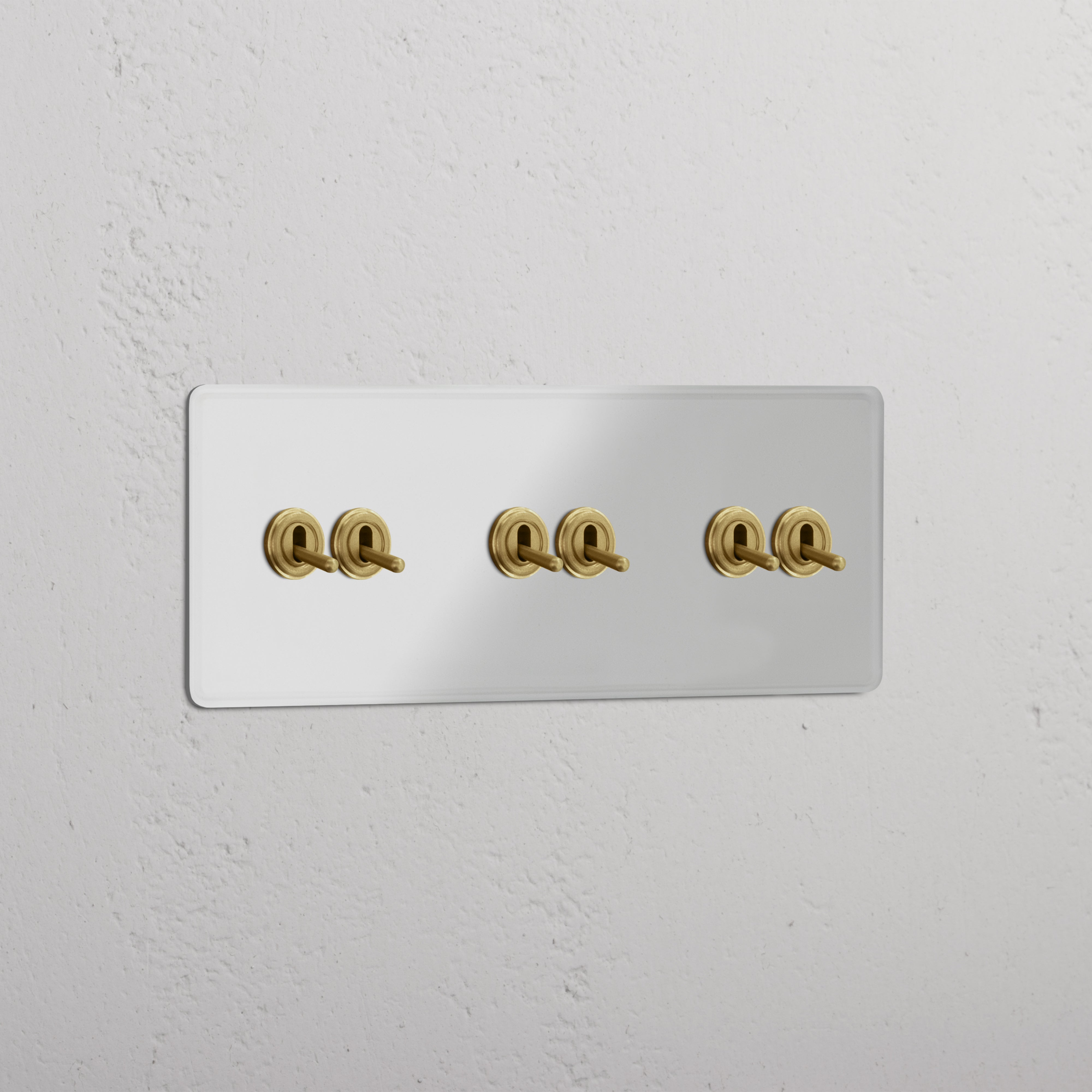 Triple Toggle Switch in Clear Antique Brass with 6 Levers - High-quality Lighting Accessory