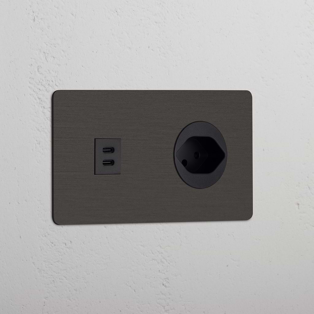 Double USB 30W & Swiss Module - Bronze Black