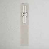 Harper T-Bar Long Plate Sprung Door Handle Polished Nickel Finish on White Background Front Facing