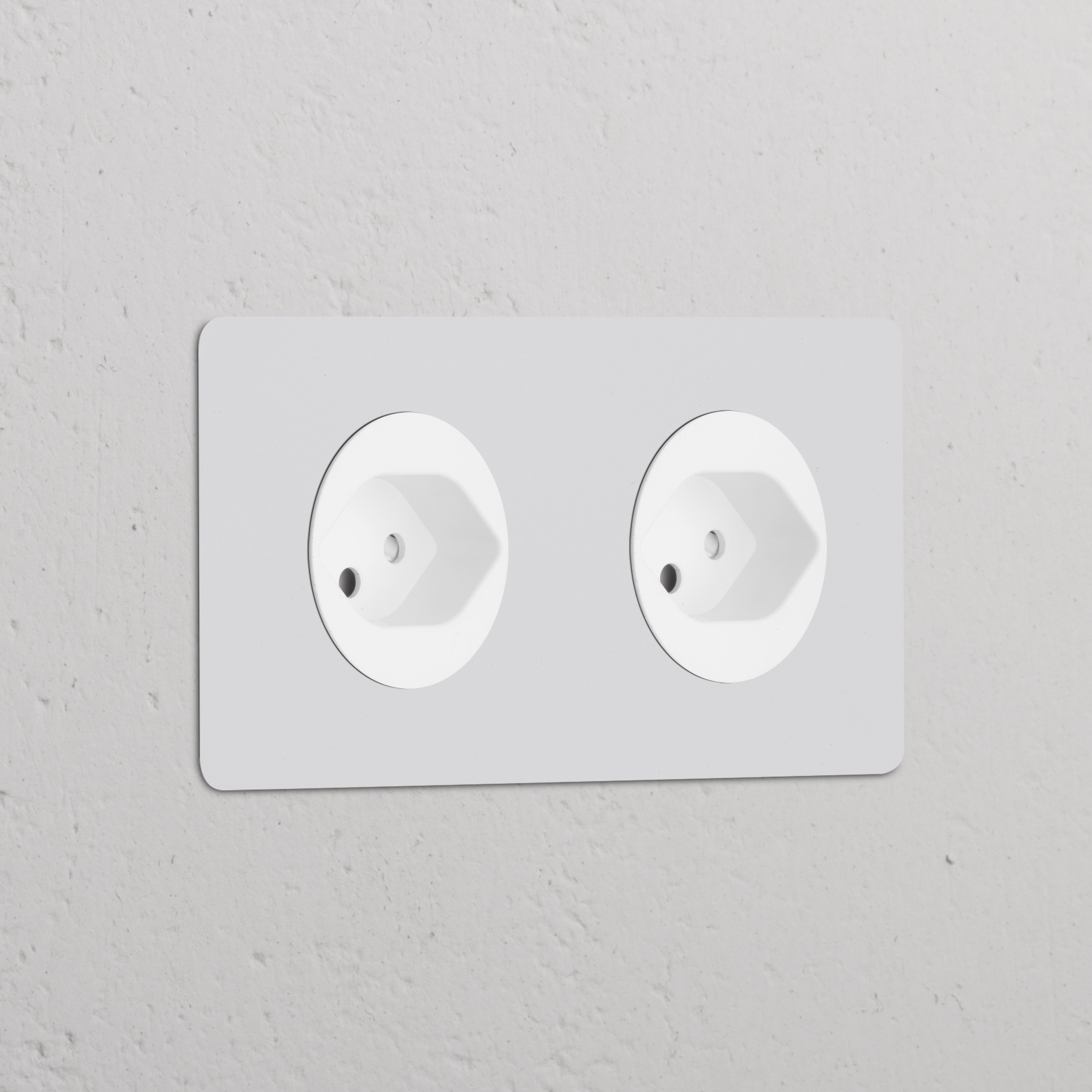 Double 2x Swiss Type J power module, round paintable white, for dual sockets in Double Sockets & Modules.