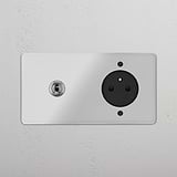 Double Toggle & French Module Round - Clear Polished Nickel Black 