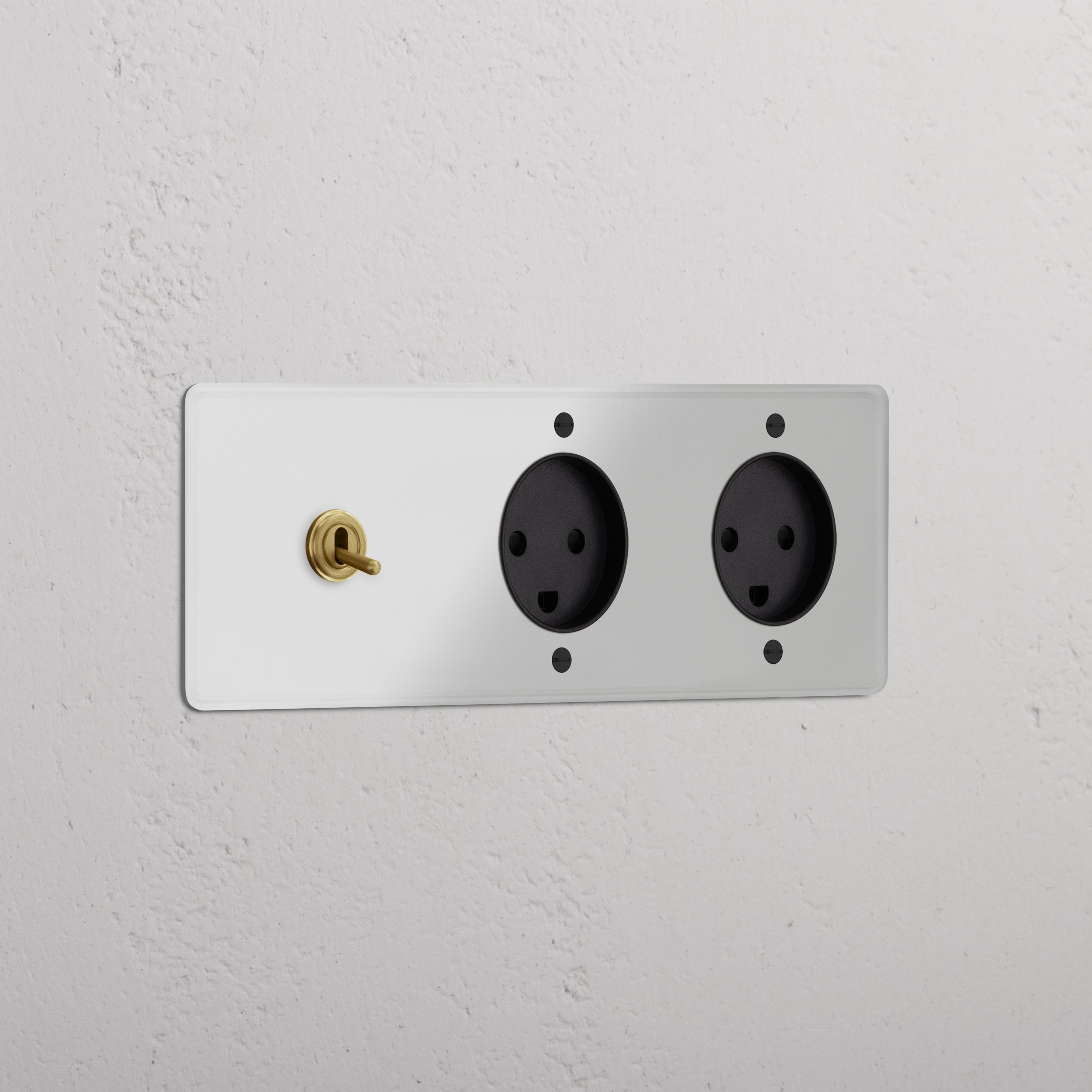 Triple Toggle & 2x Danish Module Round - Clear Antique Brass Black 