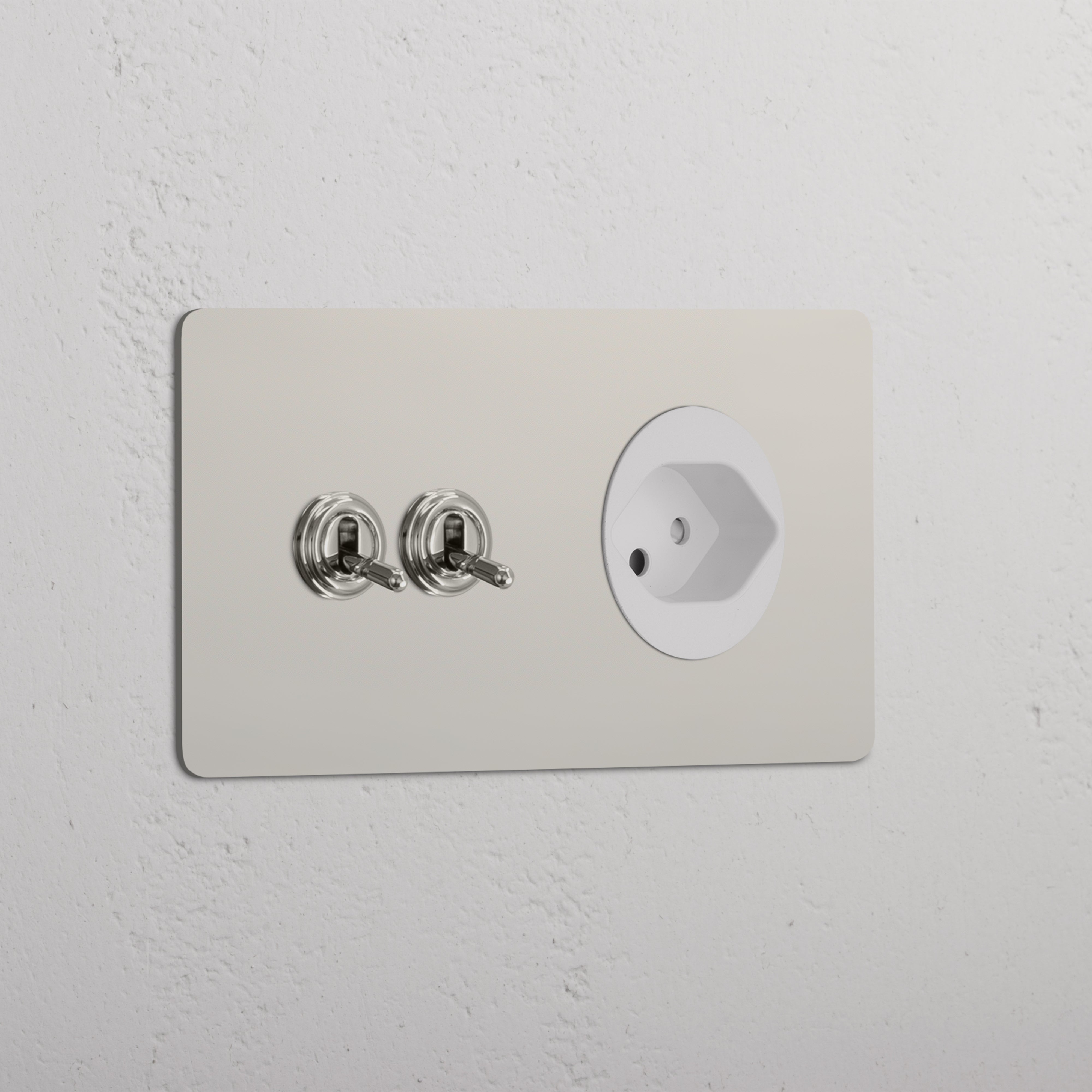 Double 2x Toggle & Swiss Module Round - Polished Nickel White 