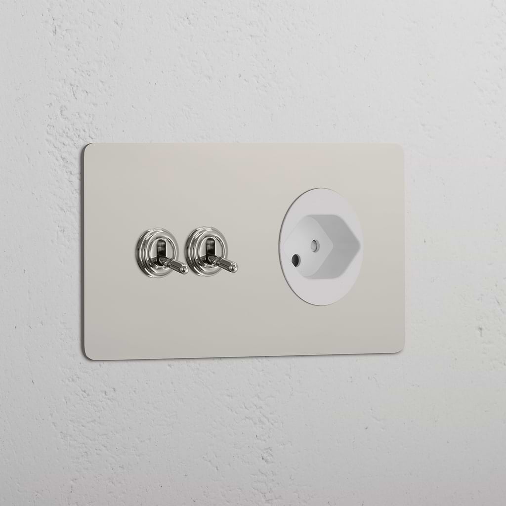 Double 2x Toggle & Swiss Module Round - Polished Nickel White 
