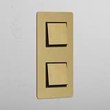 Double Rocker Switch in Antique Brass Black with Vertical Design