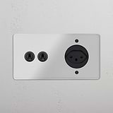 Double 2x Toggle & Swiss Module Round - Clear Bronze Black 