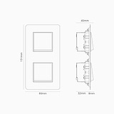 Double 2x Vertical Rocker Switch - Polished Nickel White