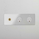 Triple Toggle & 2x Danish Module Round - Clear Antique Brass White 