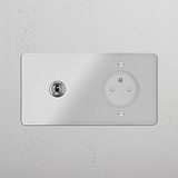 Double Toggle & French Module Round - Clear Polished Nickel White 