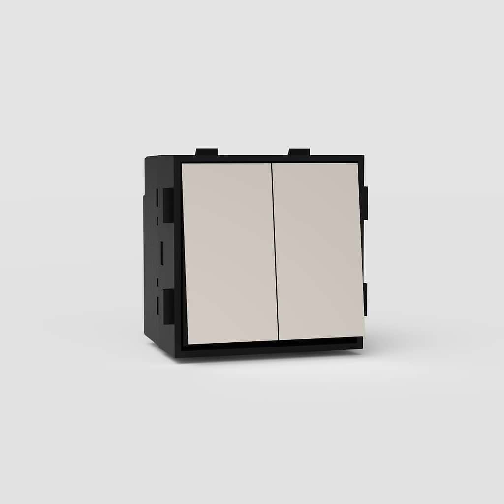 Double Intermediate Rocker Switch in Polished Nickel Black EU - Dual Control Light Management Solution