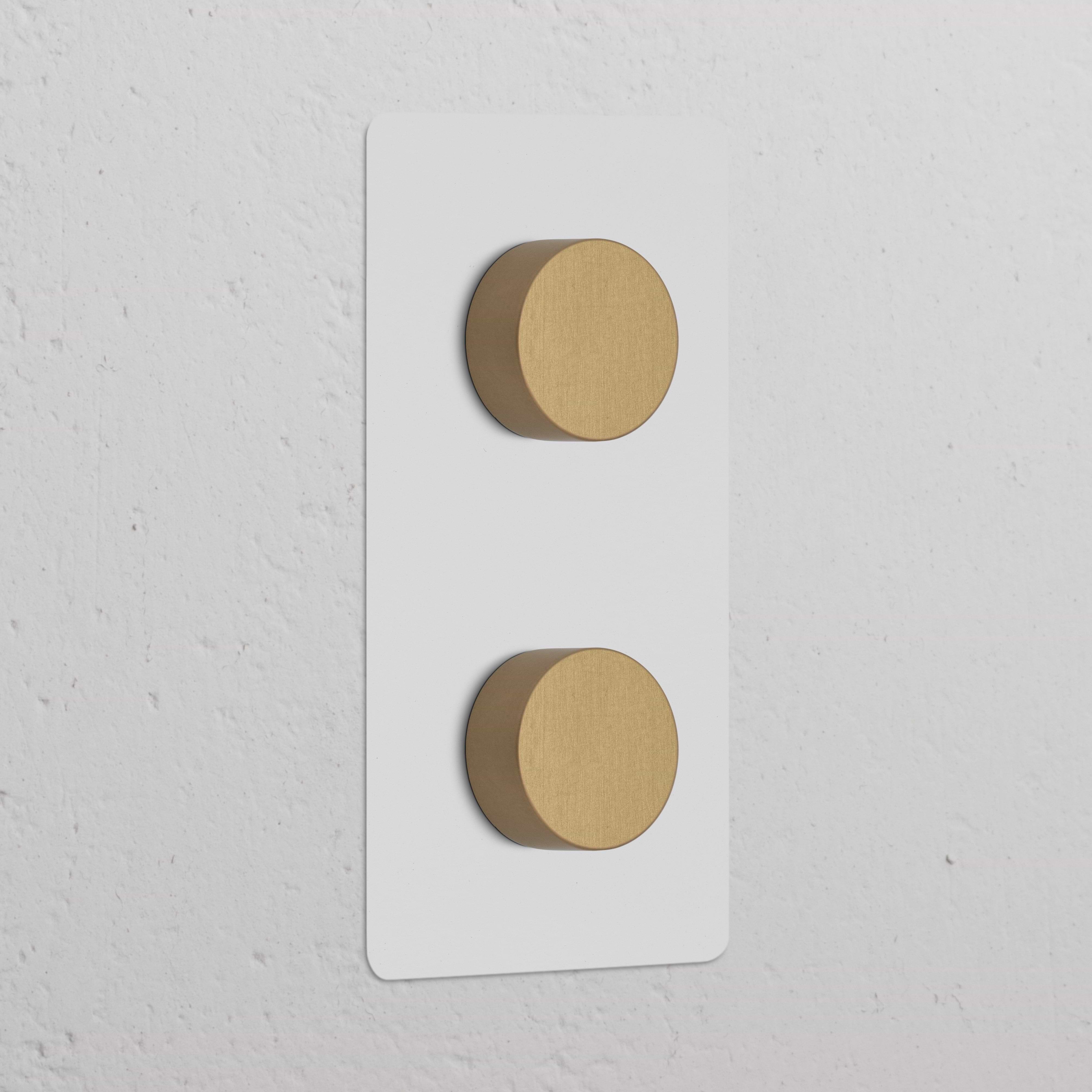 Double 2x Vertical Multiway Dimmer Switch – Paintable Antique Brass