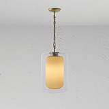 Windsor Medium Pendant Light Opal Glass - Antique Brass