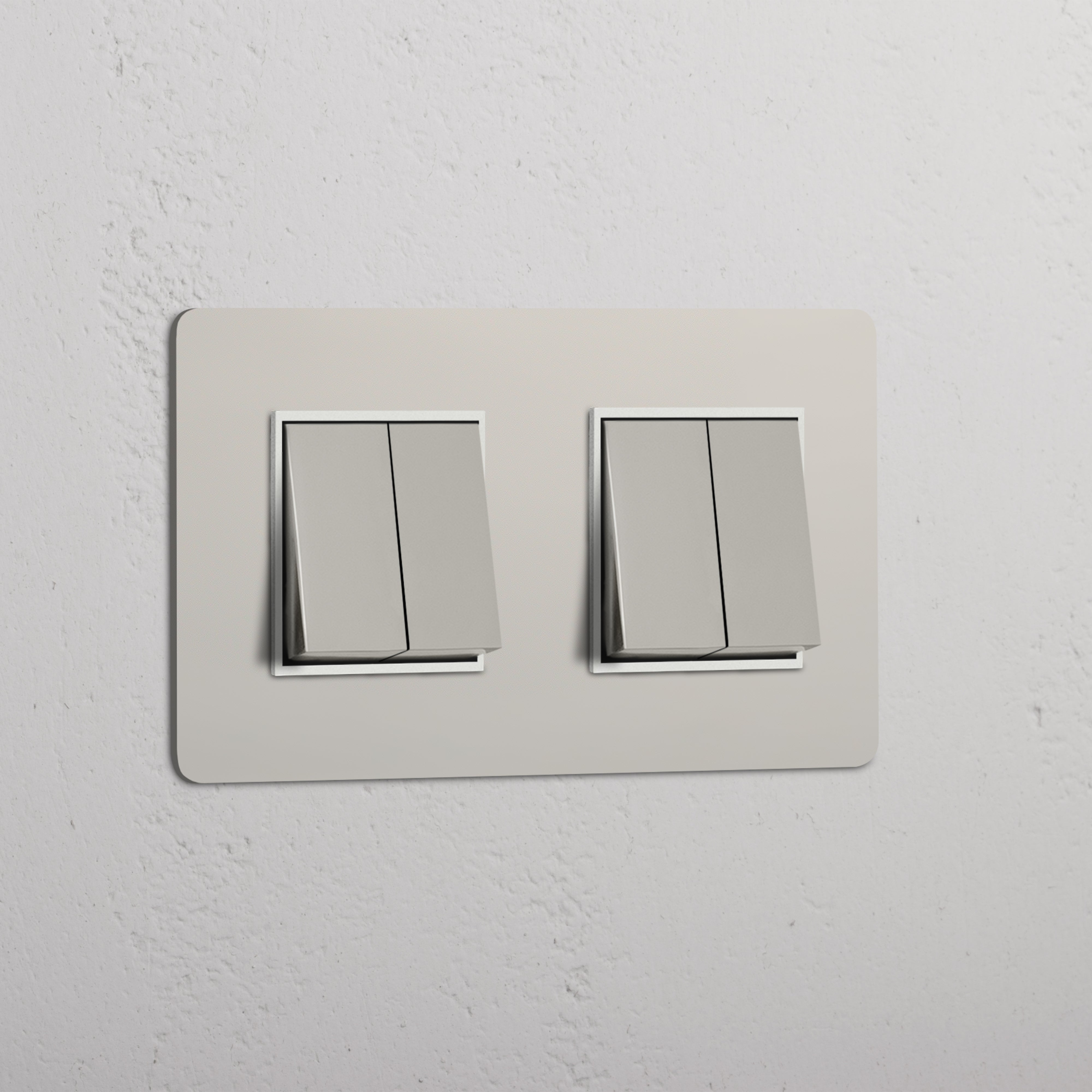 High Capacity Light Control Switch: Polished Nickel White Double 4x Rocker Switch