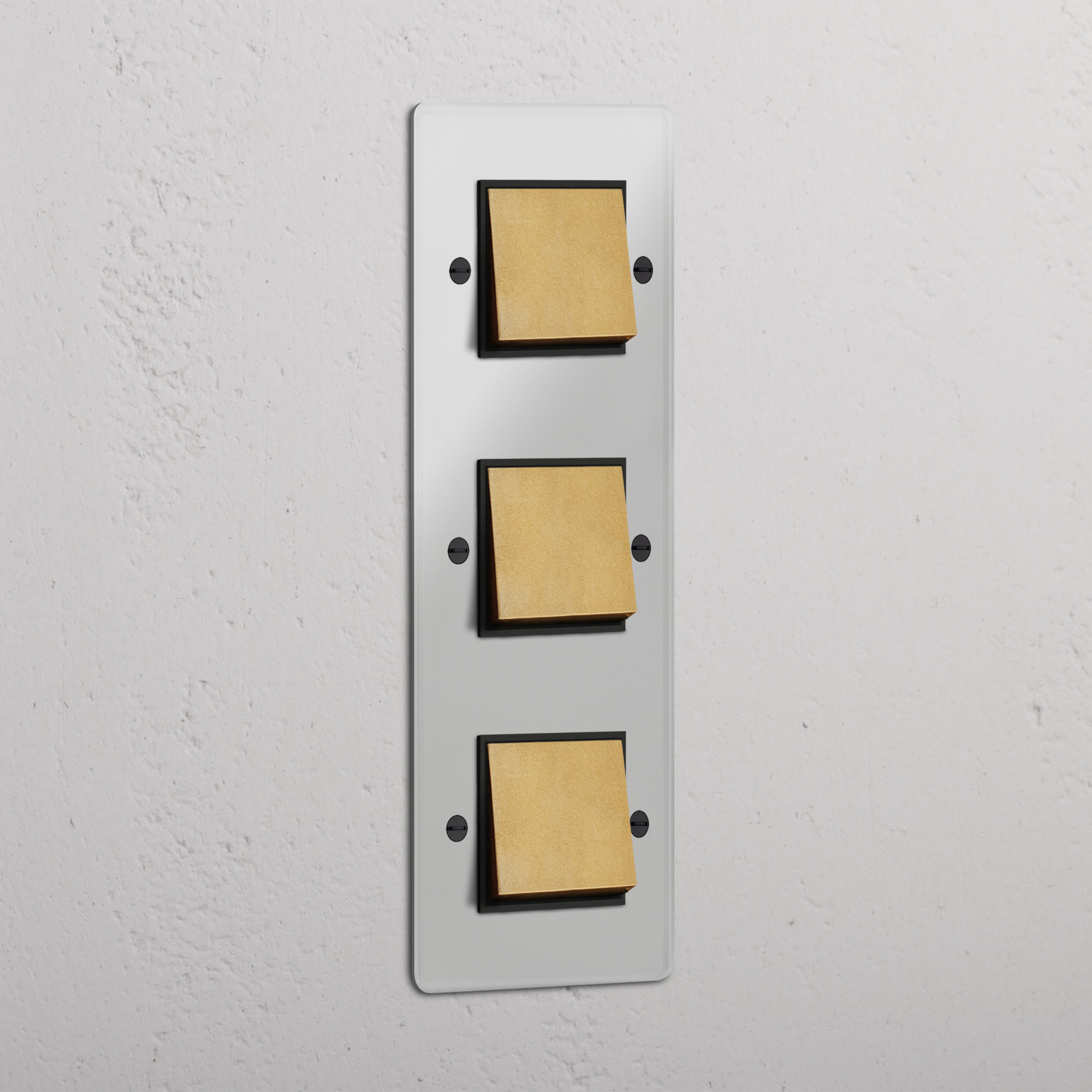 Vertical Triple Rocker Switch in Clear Antique Brass Black - Efficient Lighting Accessory