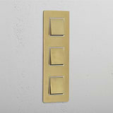 Vertical Triple Rocker Switch in Antique Brass White with 3 Levers - Easy Operation