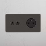 Double 2x Toggle & French Module Round - Bronze Black 