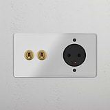 Double 2x Toggle & Danish Module Round - Clear Antique Brass Black  