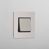 Retractive Light Control Switch: Polished Nickel Black Single Rocker Switch (Ret)