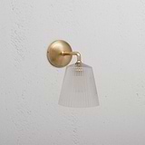 Richmond Medium Wall Light Fluted Glass Antique Brass Finish on White Background