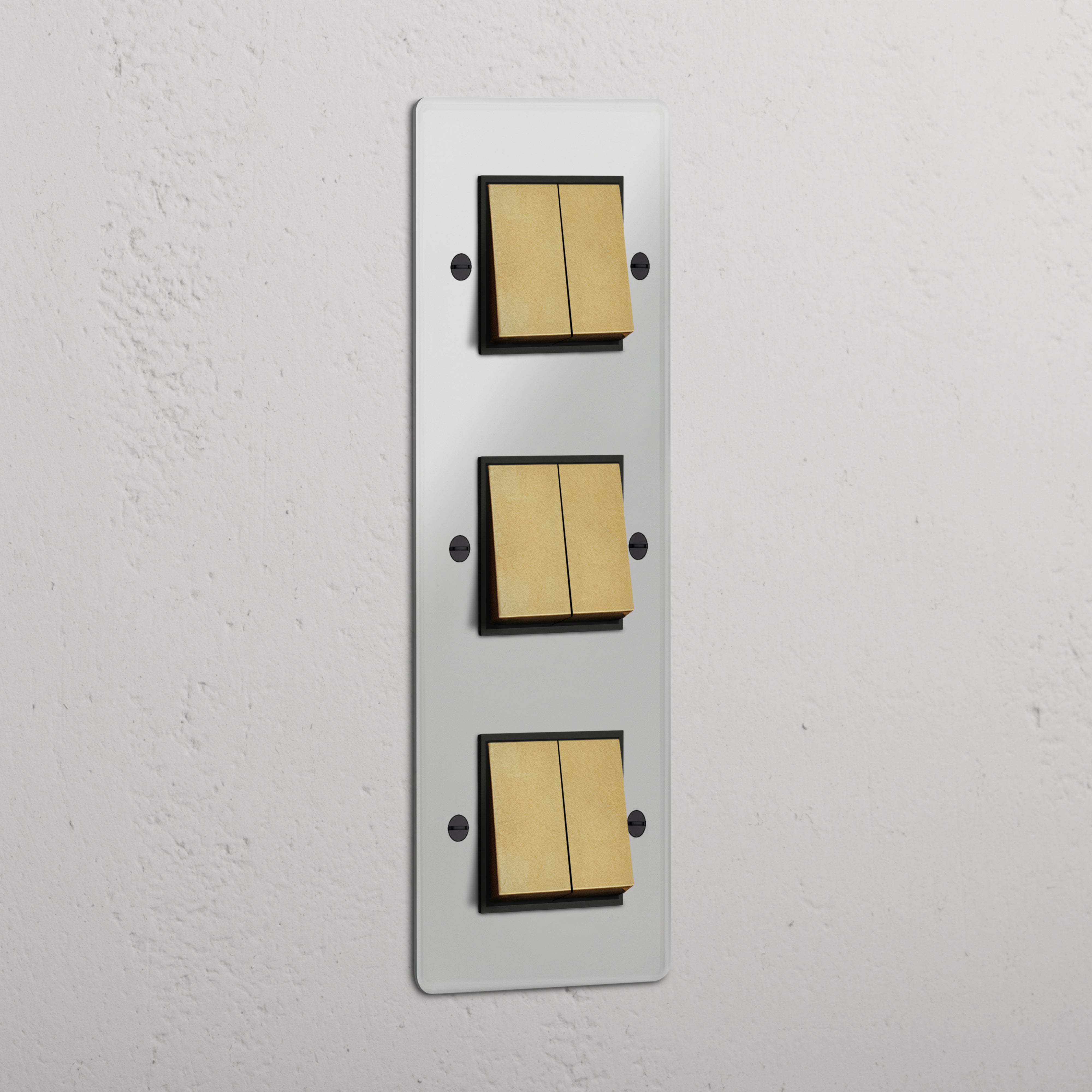 Vertical Triple Rocker Switch in Clear Antique Brass Black with 6 Positions - Advanced Light Control