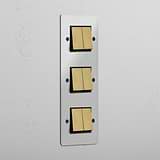 Vertical Triple Rocker Switch in Clear Antique Brass Black with 6 Positions - Advanced Light Control