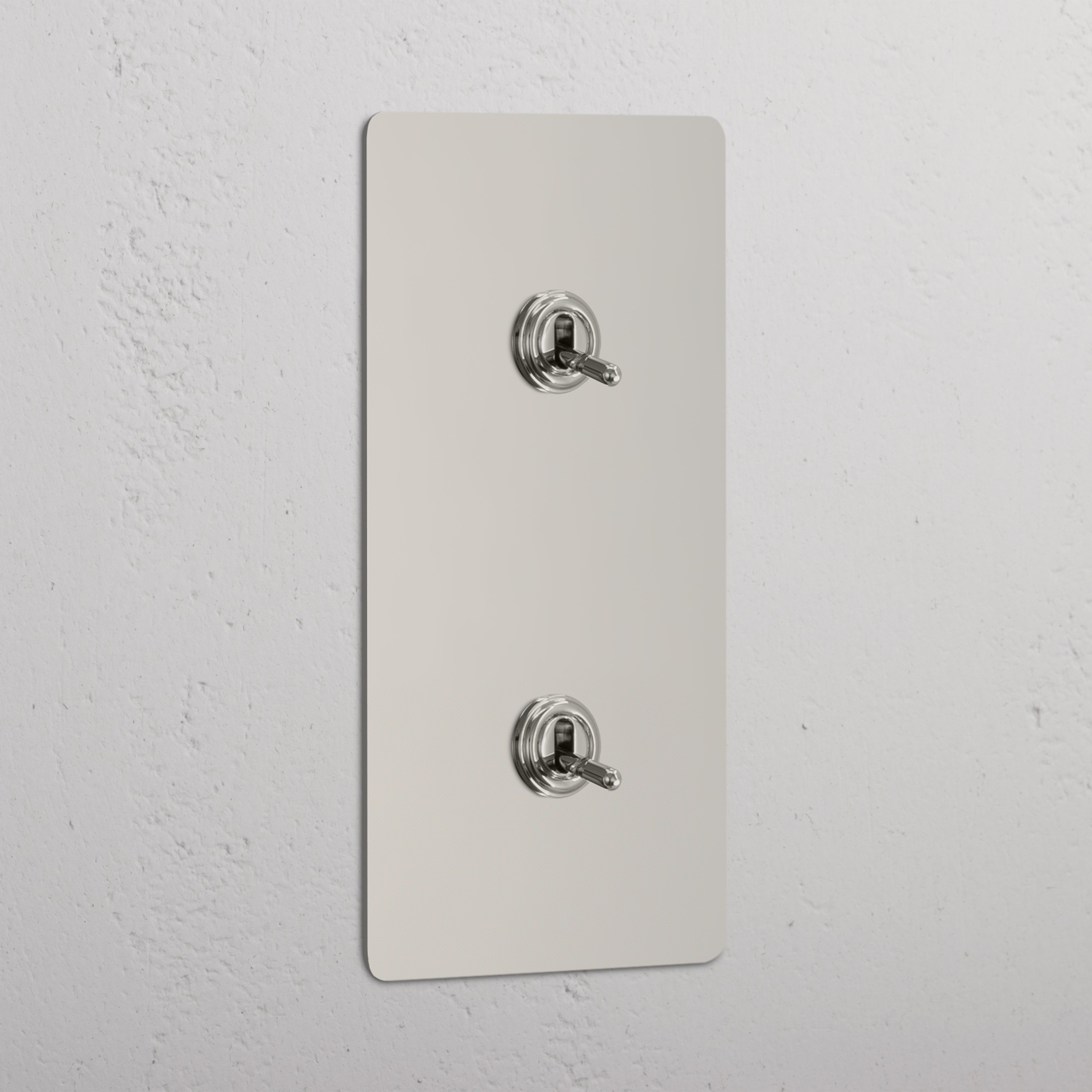 Dual Vertical Light Toggle Switch: Polished Nickel Double 2x Vertical Toggle Switch