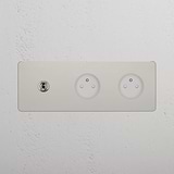 Triple Toggle & 2x French Module Round - Polished Nickel White  