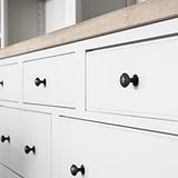 Bronze Barlow Furniture Knobs on White Cupboard Furniture