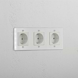 Triple Schuko Module in Clear White - Advanced Home Power Accessory