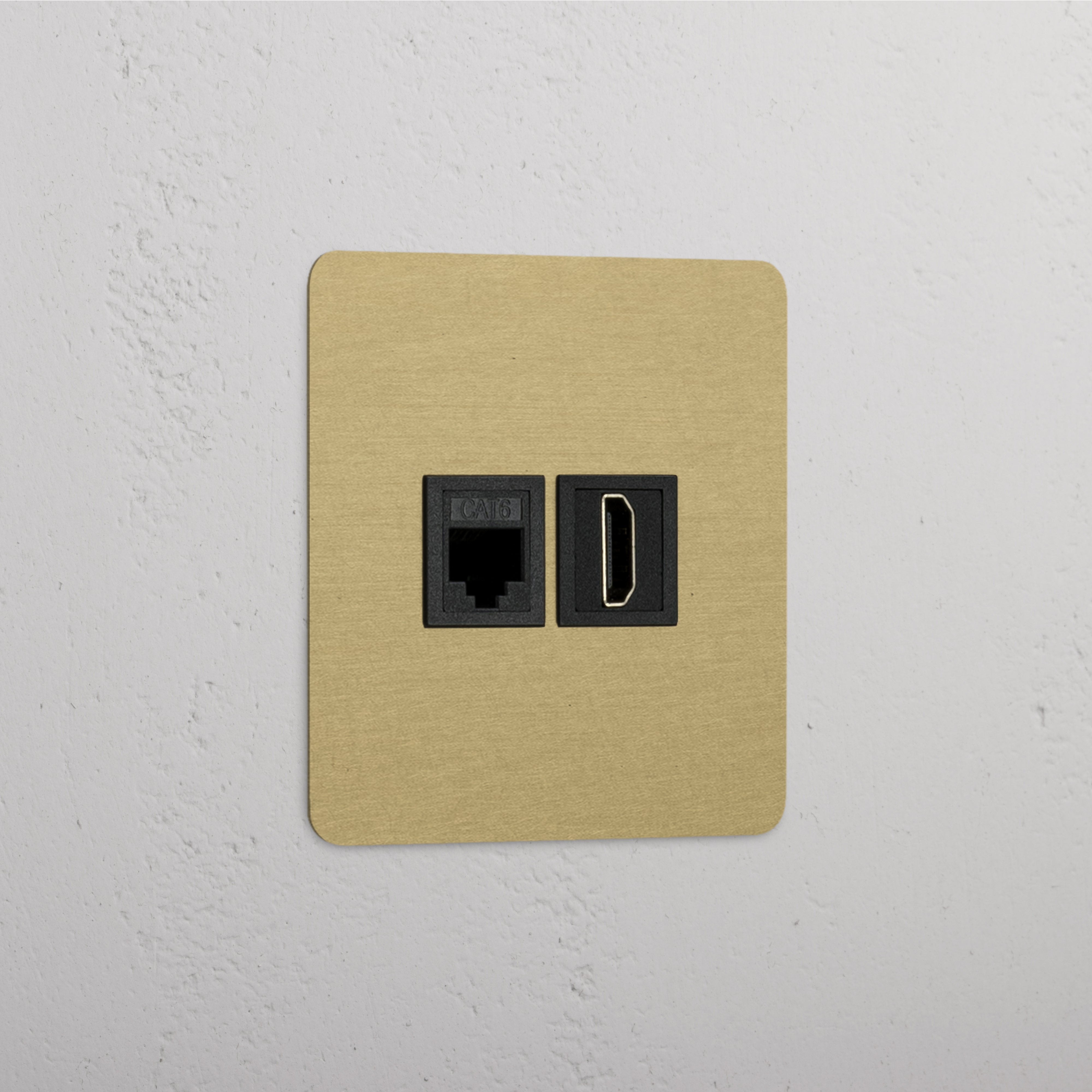 Single RJ45 & HDMI Module in Antique Brass Black Finish