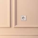 Single Schuko Module Round - Polished Nickel White