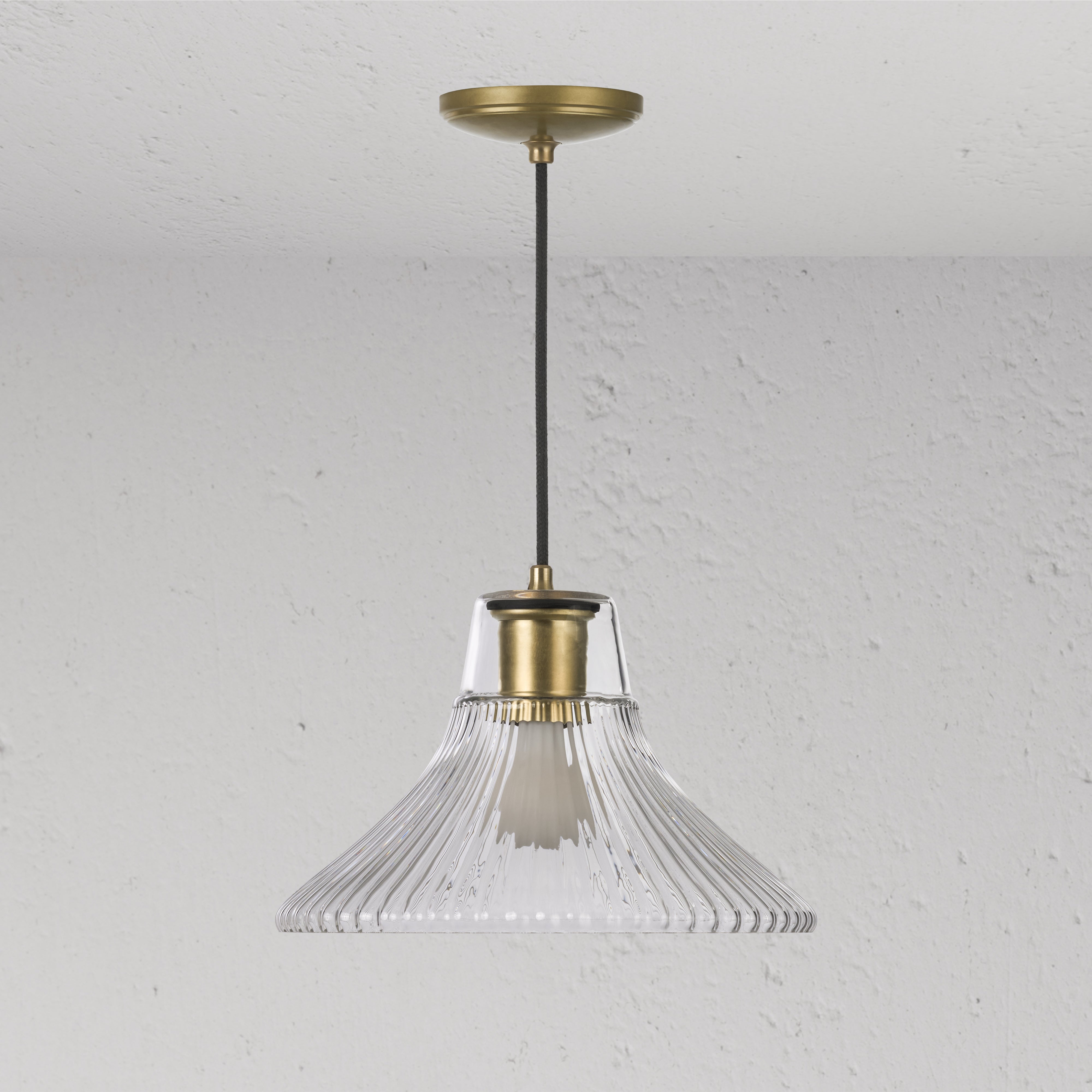 Hammersmith Medium Pendant Light Fluted Glass - Antique Brass