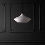 Brookfield Large Pendant Light Opal Glass - Antique Brass