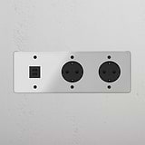 Triple USB 30W & 2x Schuko Module Round - Clear Black