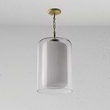 Windsor Large Pendant Light Opal Glass - Antique Brass