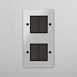 Vertical Double Rocker Switch with Four Positions in Clear Bronze Black - Advanced Lighting Solution on White Background