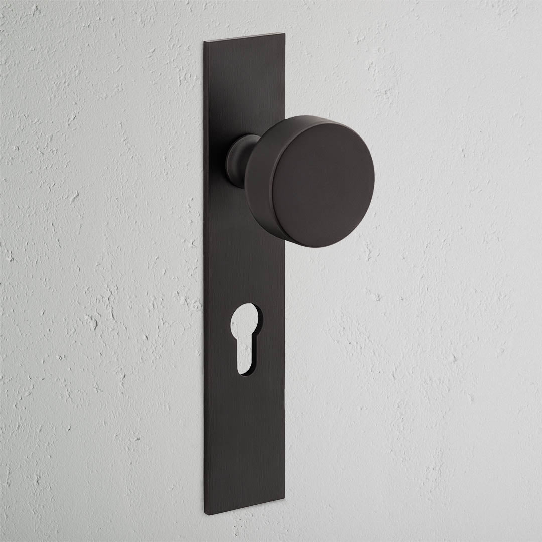 Onslow Long Plate Sprung Door Knob & Euro Lock - Bronze