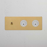 Triple Toggle & 2x Swiss Module Round - Antique Brass White