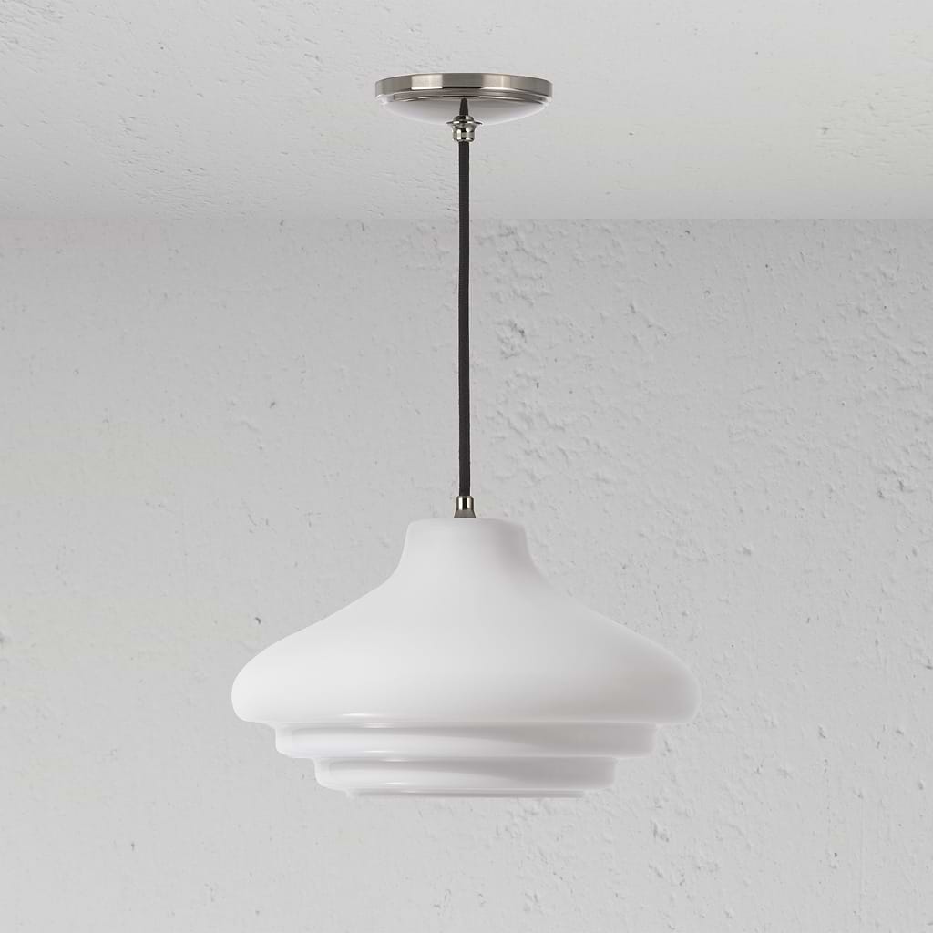 Brookfield Medium Pendant Light Opal Glass - Polished Nickel